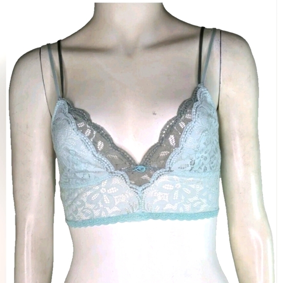 aerie Other - Aerie Bra Mint Lace Blue Bralette Sexy Comfortable Cute Plunge Floral Pullover S